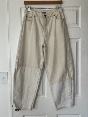Ganni Cutline Stary Jean in Ecru (size 30)
